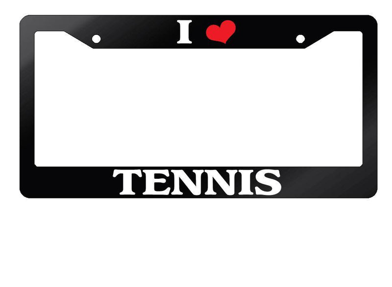 Glossy Black License Plate Frame I HEART TENNIS Auto Accessory  Mod-GRAPH9856236-7562