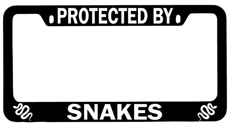 Protected By Snakes Black METAL License Plate Frame Auto  Mod-GRAPH9856236-7840