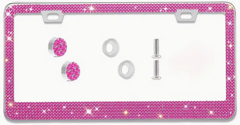 Unbreakable Bling License Plate Frame Glitter Crystal Sparkling Rhinestone Tag