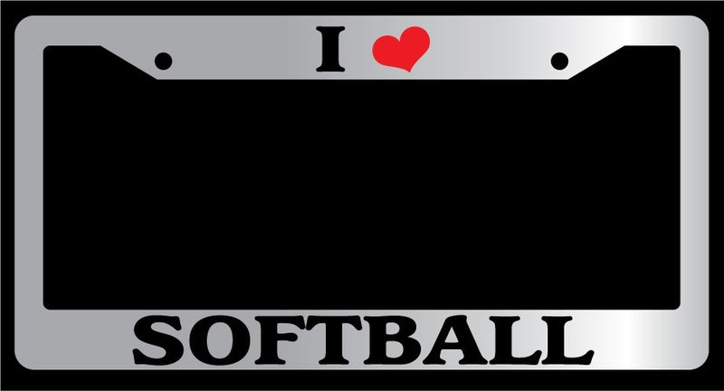 Chrome License Plate Frame "I Heart Softball" Auto Accessory Novelty  Mod-GRAPH9856236-6110