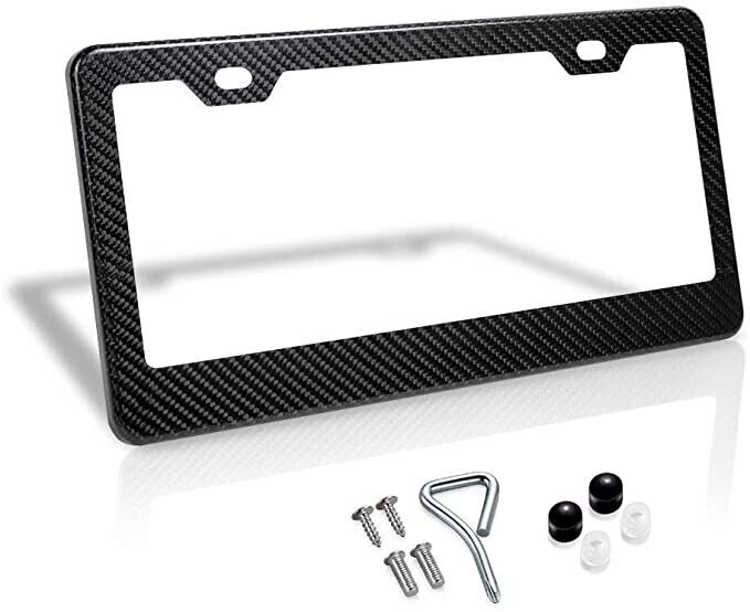 One Carbon Fiber License Plate Cover Frame Tag Holder Trim Jdm Car Real 100%