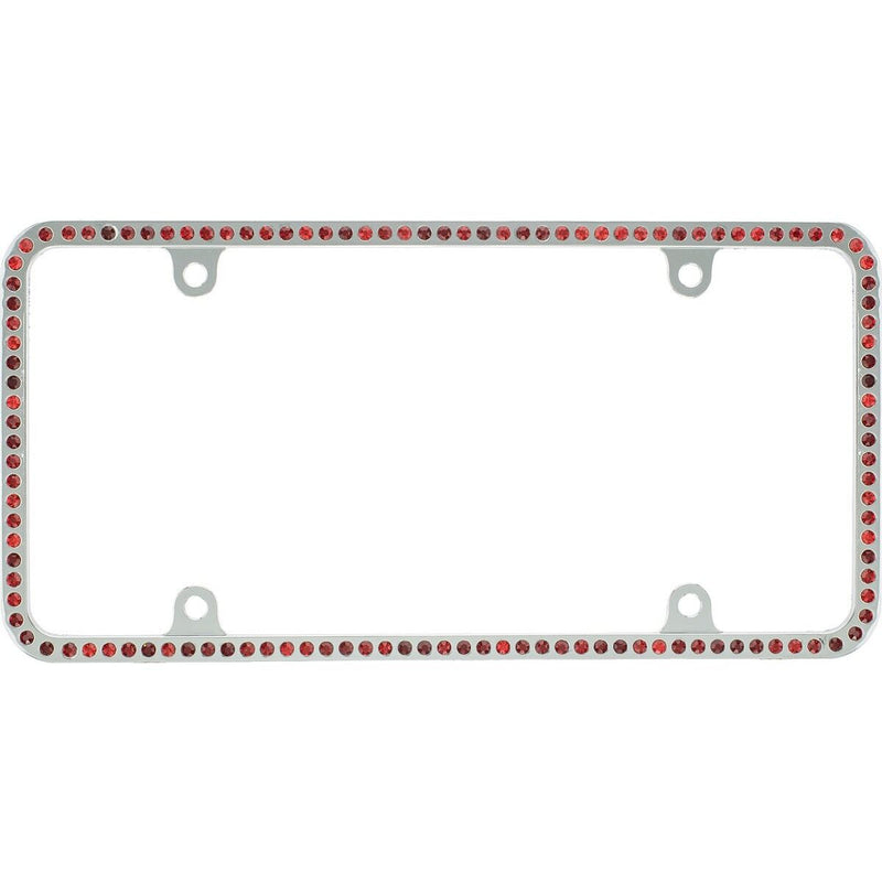 Swarovski Red Crystal Bling Slim license plate frame Inlay With Screw Caps