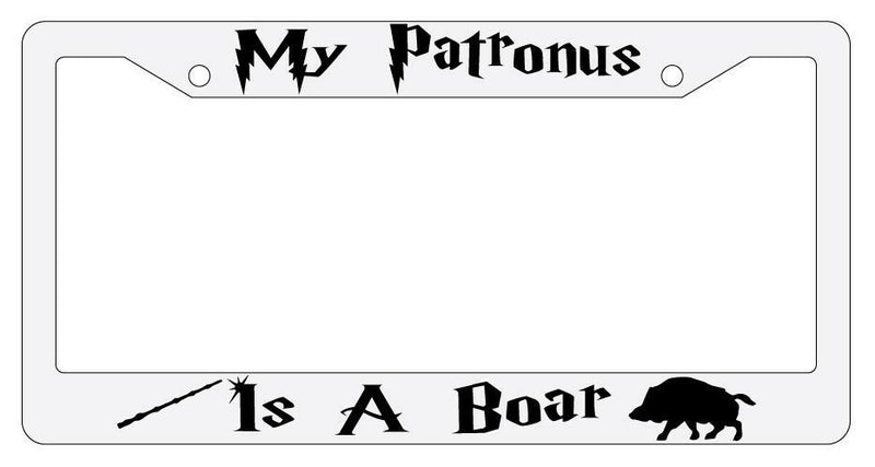 My Patronus is A Boar White Plastic License Plate Frame Auto Accessory  Mod-GRAPH9856236-3563