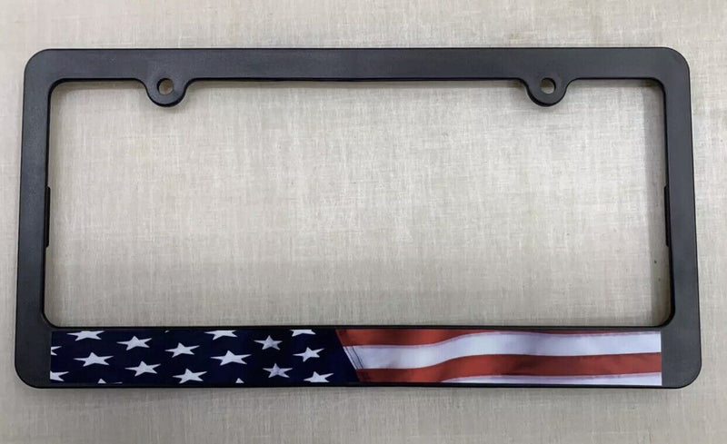 USA AMERICAN FLAG PLASTIC LICENSE PLATE FRAME CAR/TRUCK TAG COVER/HOLDER US