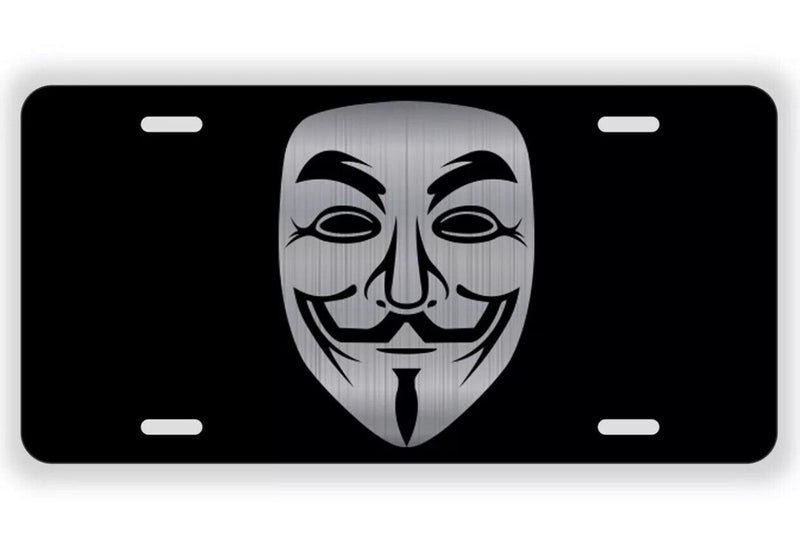 Annonymous Guy Fawkes Mask Laser Etched License Plate Hacker Gift Gifts ANON