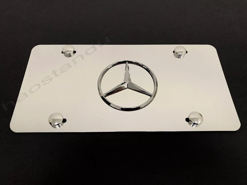1x 3D "Mercedes Benz LOGO" emblem Aluminum Chrome Front Plate RUST FREE