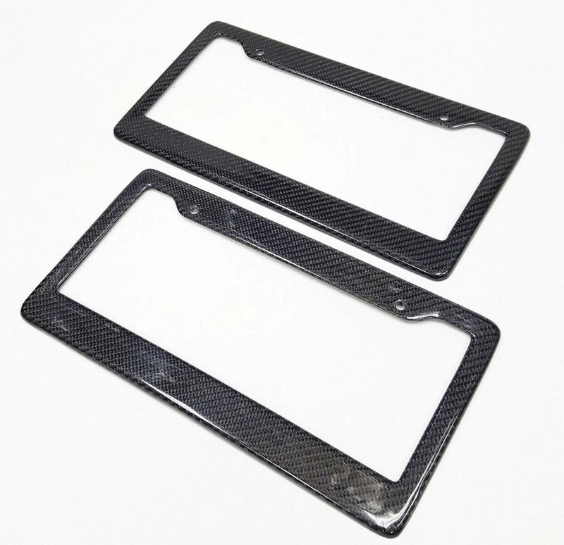 Black 2x Auto Tag 3K 100% Real Carbon Fiber License Plate Frame Cover Universal