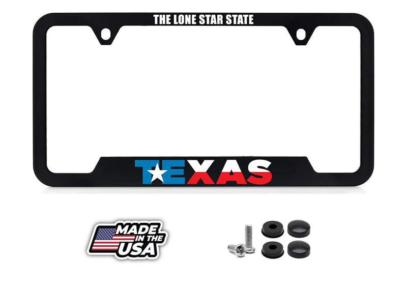 Texas Universal Black Stainless Steel License Plate Frame - The Lone Star State
