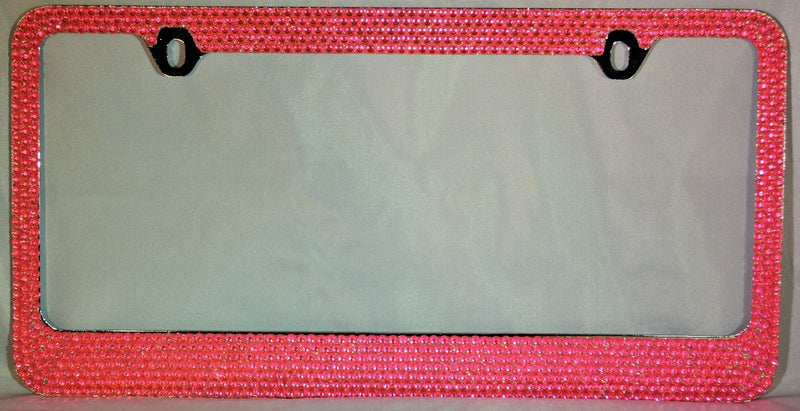 7 Rows Pink Bling Crystal Rhineston License Plate Frame