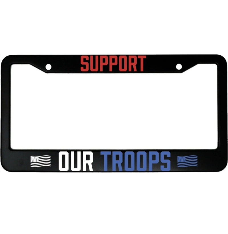 Support Our Troops Aluminum Car License Plate Frame
