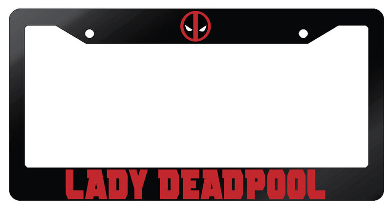 Lady For Deadpool Design 2A Glossy Black Plastic License Plate Frame  Mod-GRAPH9856236-7365