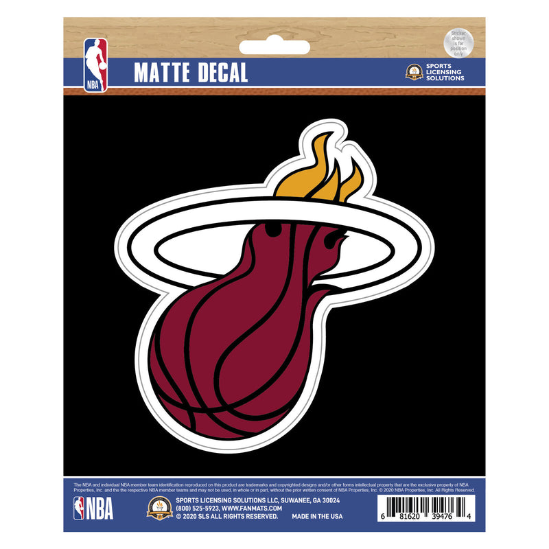 NBA Miami Heat Decal Matte 5"X6.25" Auto Boat Cooler Luggage