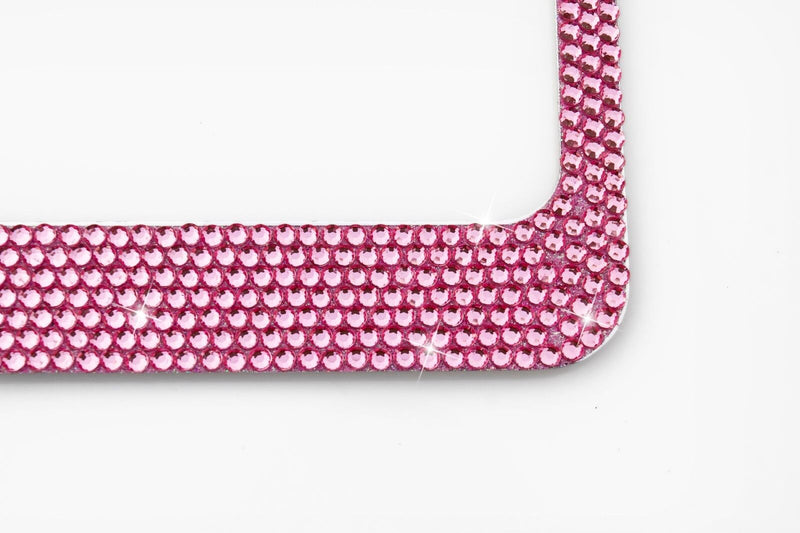 Pink Crystal Rhinestones License Plate Frame 7 rows Special Bling Offer