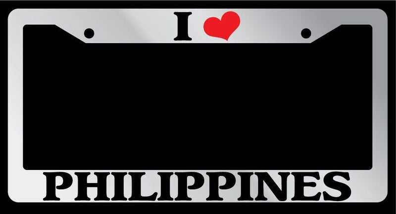Chrome License Plate Frame "I Heart Philippines" Auto Accessory Novelty 2527  Mod-GRAPH9856236-6194