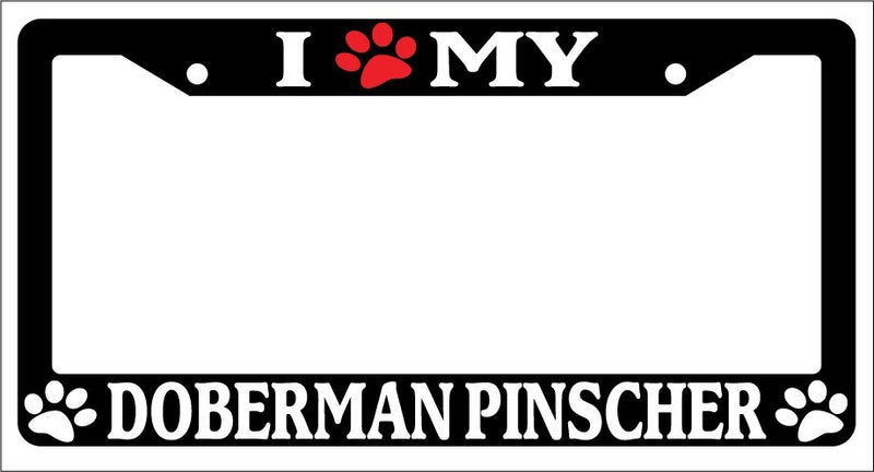 Black License Plate Frame I Heart My Doberman Pinscher (Paw) Auto Accessory 383  Mod-GRAPH9856236-1784