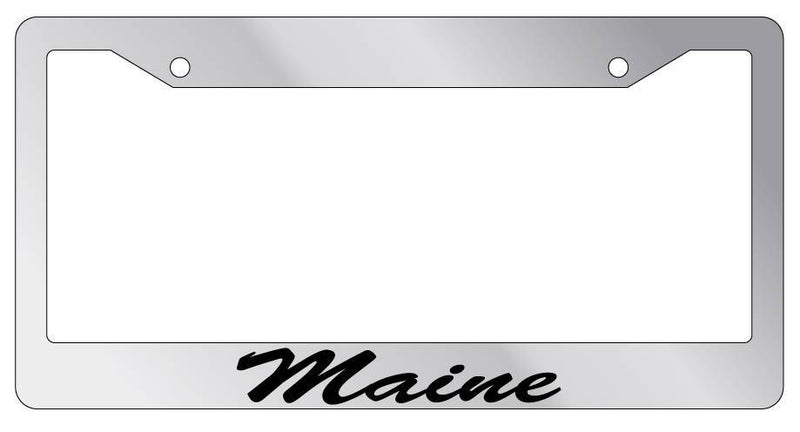 Chrome License Plate Frame CURSIVE Maine Auto Accessory Novelty 1552  Mod-GRAPH9856236-5465