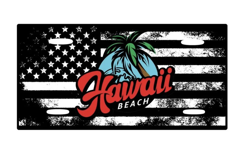 American Flag Hawaii Beach Aluminium License Plate Highest Quality Size 6" x 12"