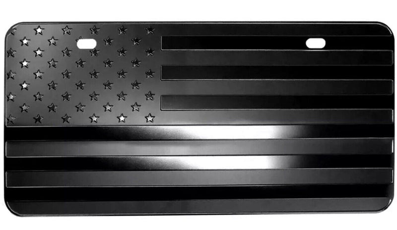 USA American Flag Metal Embossed License Plate (12"x6", Black)