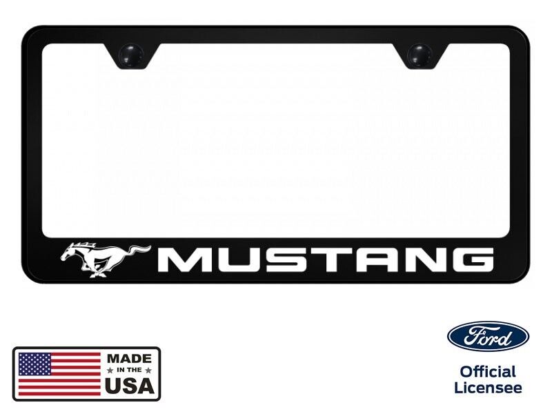 Ford Mustang Black Unbreakable Polycarbonate License Plate Frame - Licensed