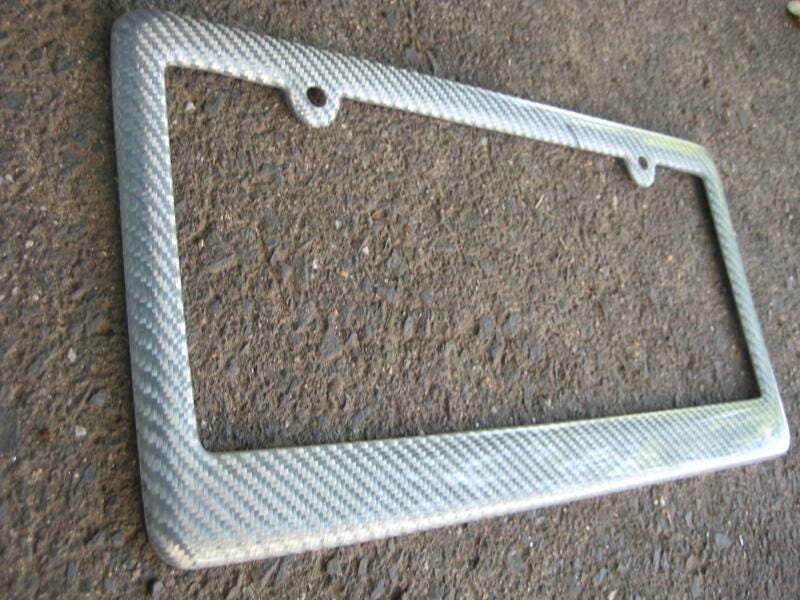 Real 100% Silver Carbon Fiber license plate frame cover original 3k twill
