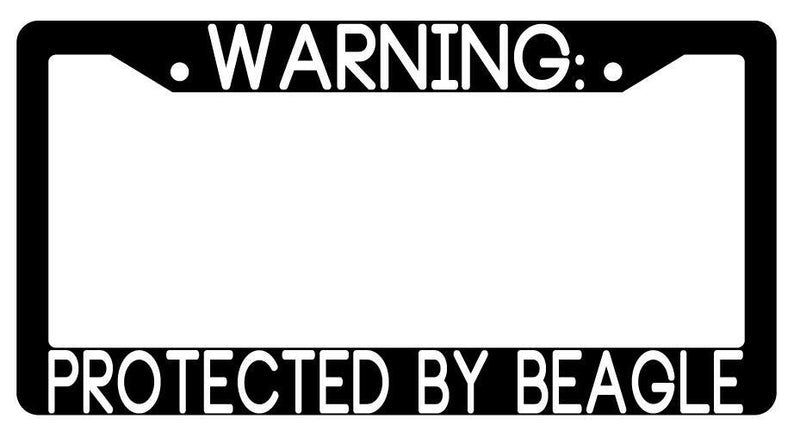 Warning Protected By Beagle Black Plastic License Plate Frame Auto  Mod-GRAPH9856236-3472