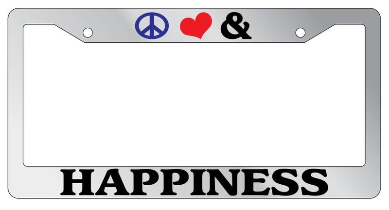 Chrome License Plate Frame Peace Love And Happiness Auto Accessory 826  Mod-GRAPH9856236-5398
