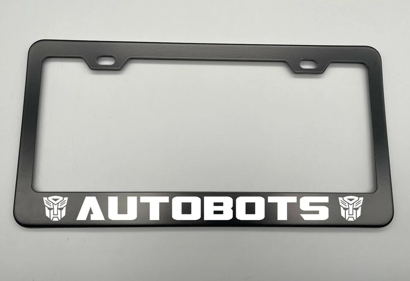 laser engraved TRANSFORMERS AUTOBOT BLACK Stainless Steel License Plate Frame
