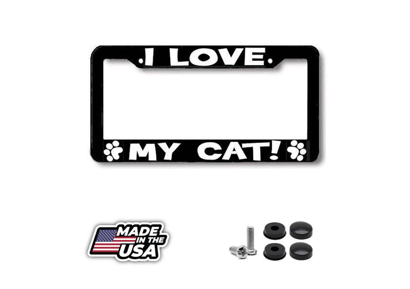 I Love My CAT paw print License Plate Frame