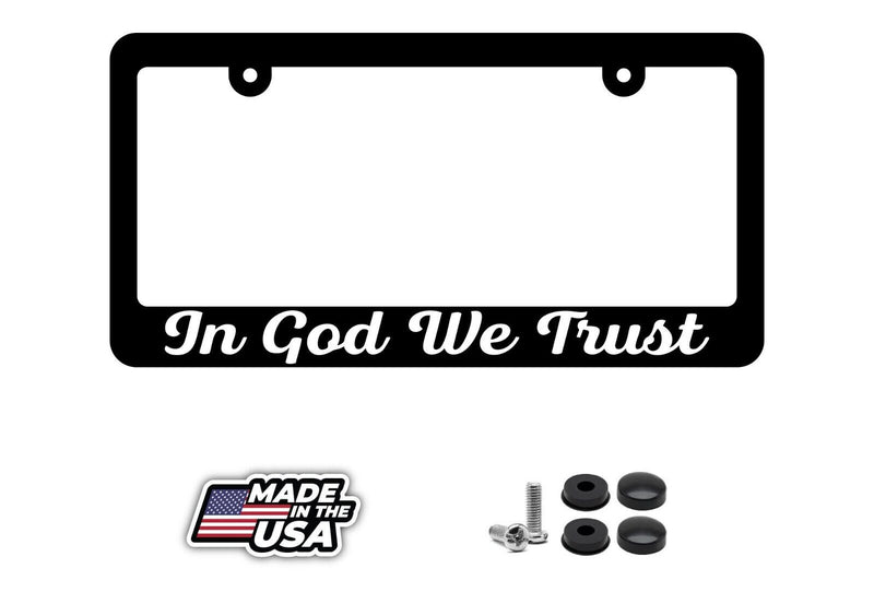 In God We Trust License Plate Frame - Slim Black Frame