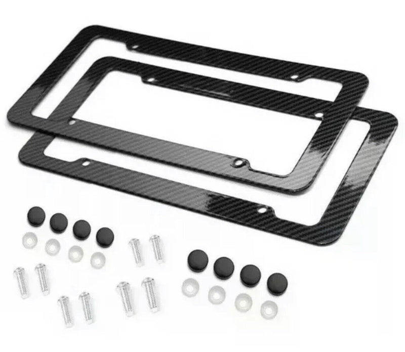 2x Carbon Fiber License Plate Frame Cover Protection Rack Universal Standard