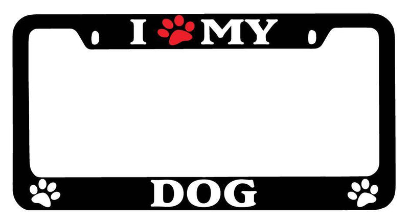 Black METAL License Plate Frame I Heart My (Paw) Dog Auto Accessory 386  Mod-GRAPH9856236-9066