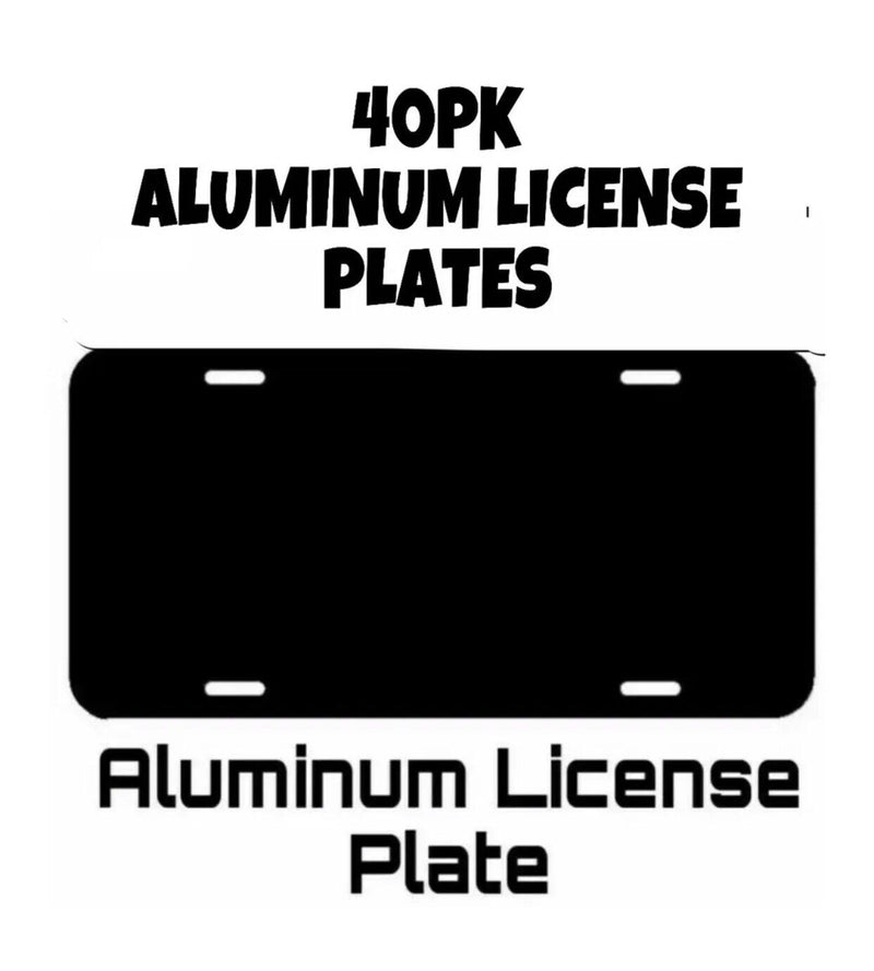 40PK ALUMINUM LICENSE PLATE Blank Gloss Black Metal Tag With Protective Sheet
