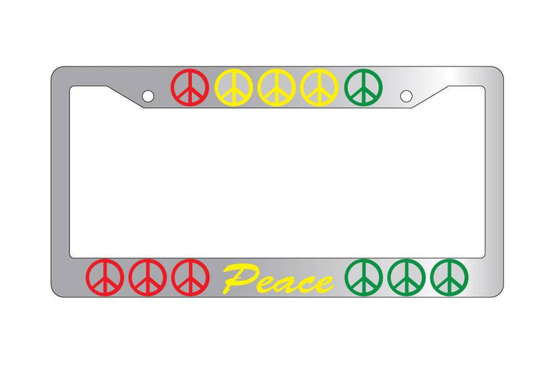 Chrome License Plate Frame PEACE RASTA Auto Accessory  Mod-GRAPH9856236-5229