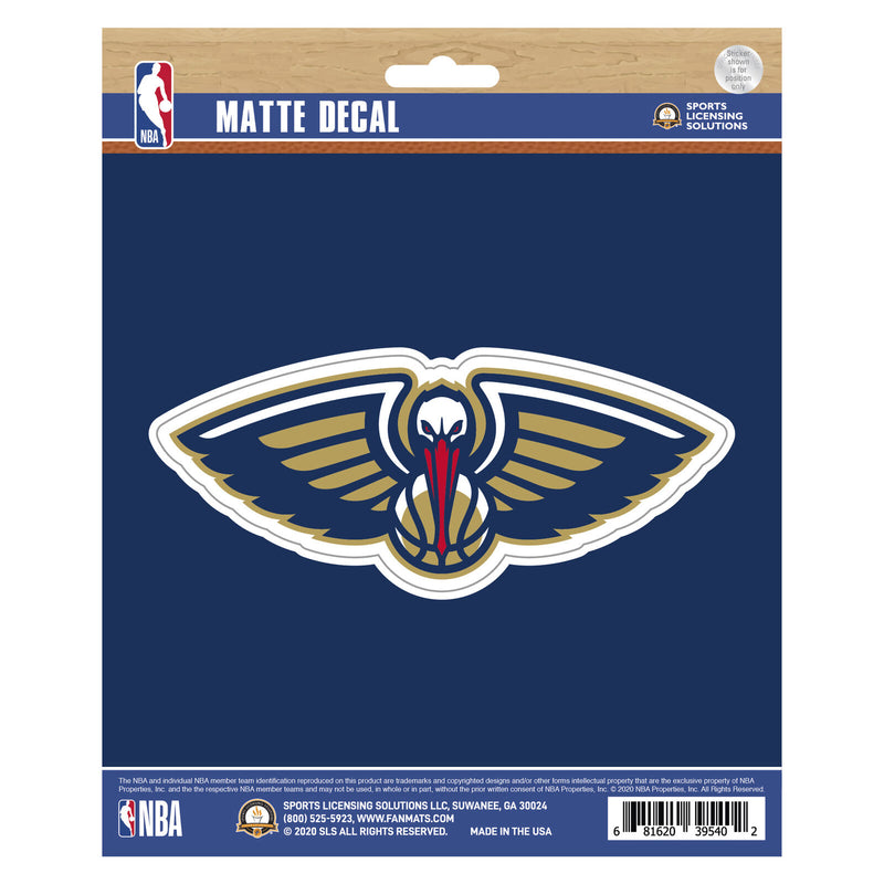 NBA New Orleans Pelicans Decal Matte 5"X6.25" Auto Boat Cooler Luggage