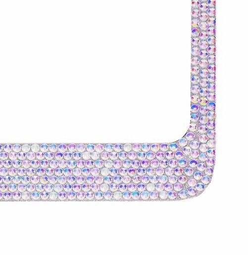 7 Rows AB Bling Crystal Rhineston License Plate Frame With Screws Caps