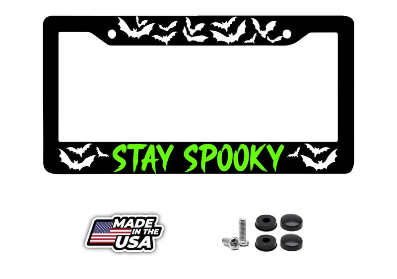 Stay Spooky Horror Goth Bats Flying Vampire Funny Sci Fi License Plate Frame
