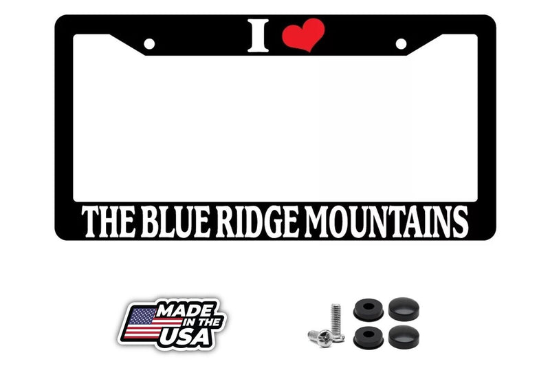 Black License Plate Frame I Heart The Blue Ridge Mountains Auto Accessory 1136