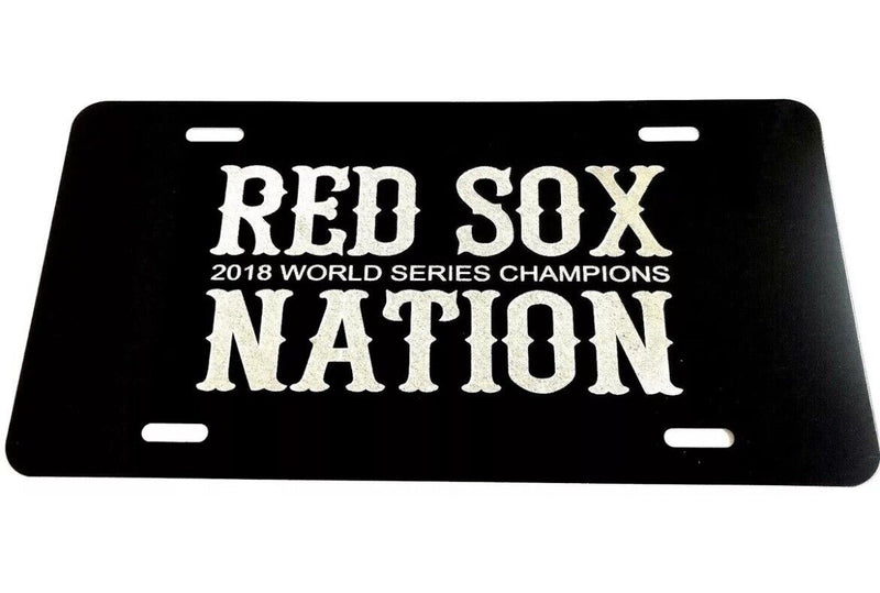 Boston Red Sox Nation 2018 WSC Diamond Etched on Black Aluminum License Plate