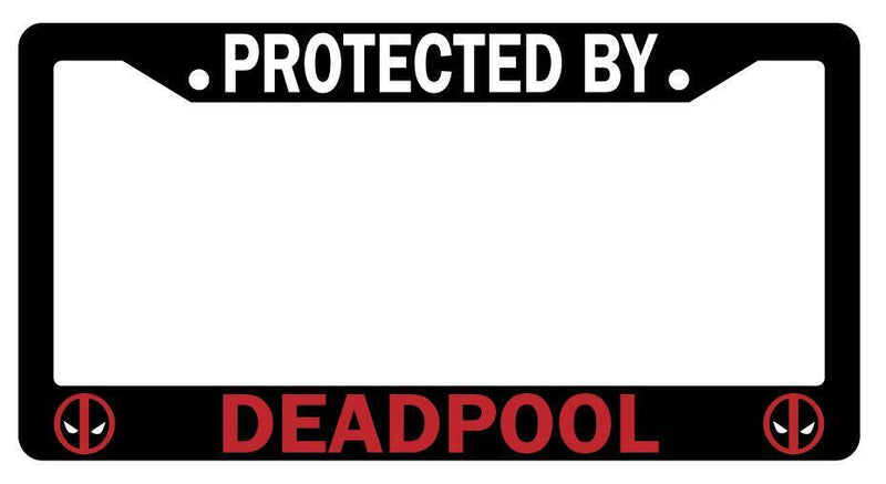 Protected By For Deadpool Black Plastic License Plate Frame For Marvel  Mod-GRAPH9856236-4008