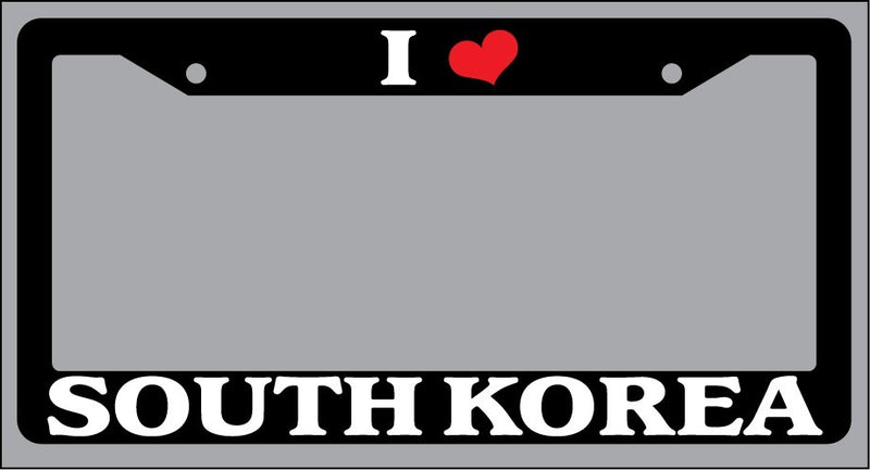 Black License Plate Frame "I Heart South Korea" Auto Accessory Novelty  Mod-GRAPH9856236-855