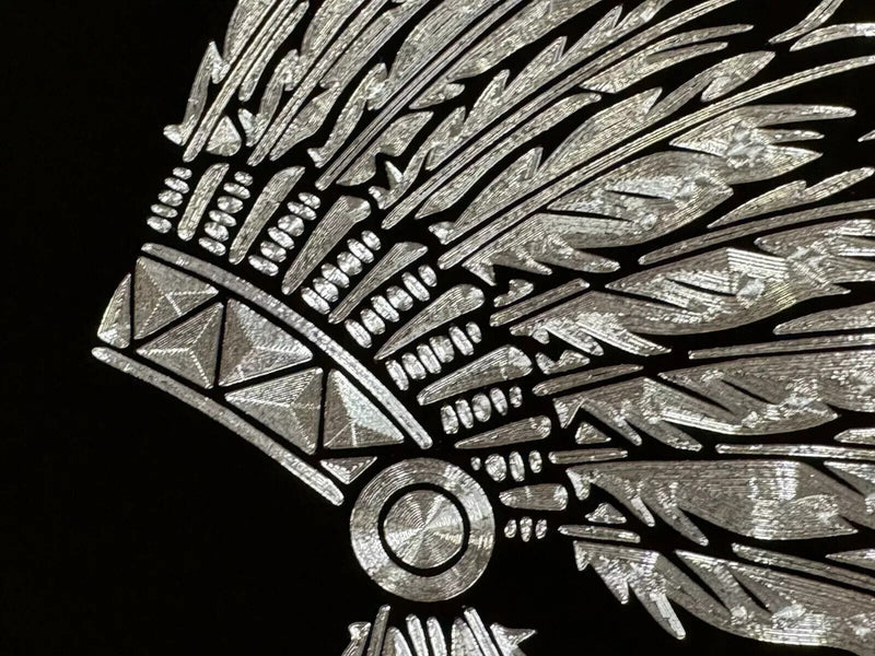 Engraved Native Indians Hat Car Tag Etched Black Metal License Plate Gift