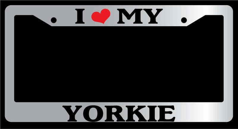 Chrome METAL License Plate Frame I HEART MY YORKIE Auto Accessory 611  Mod-GRAPH9856236-10120