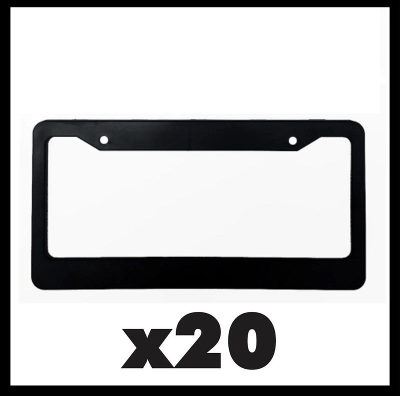20 Black Blank License Plate Frames- Plain Plastic Cover Tag Holder Black New