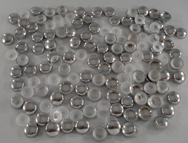 50 Chrome "Smooth" License Plate Frame Screw Caps Bolt Covers - Vender Bulk Lot