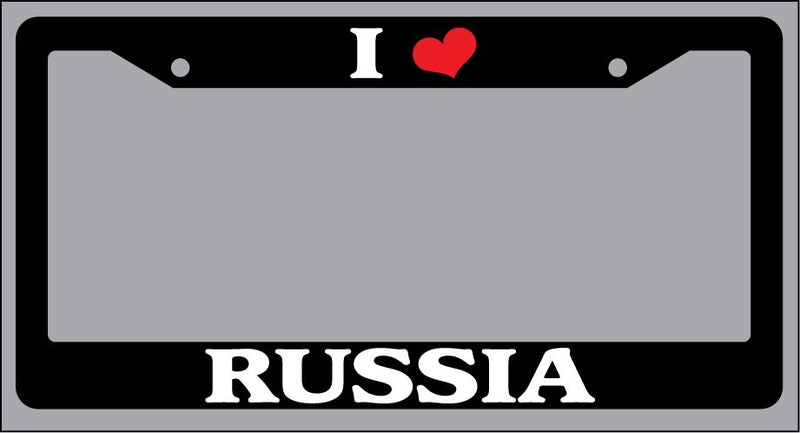Black License Plate Frame "I Heart Russia" Auto Accessory Novelty 2622  Mod-GRAPH9856236-846