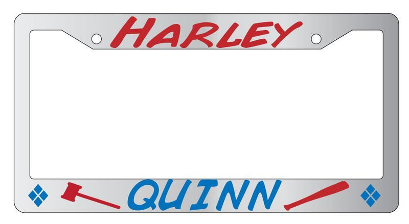 Harley Quinn (Hammer/Bat Blue And Maroon) Chrome License Plate Frame  Mod-GRAPH9856236-4924