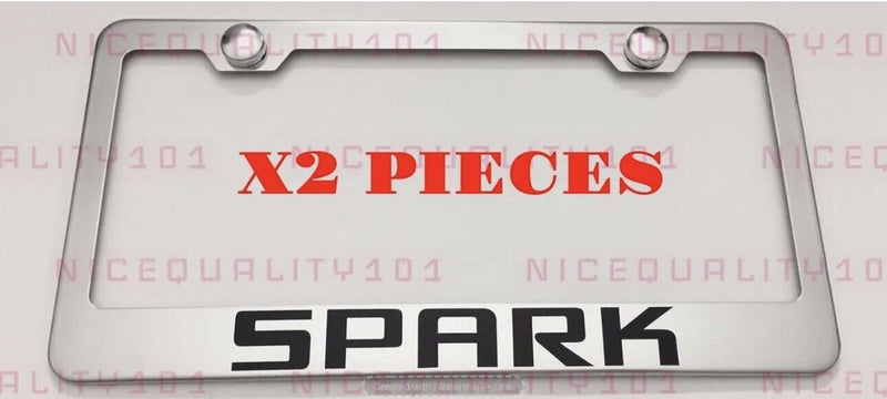2X Spark Stainless Steel Chrome Mirror Finished License Plate Frame Holder