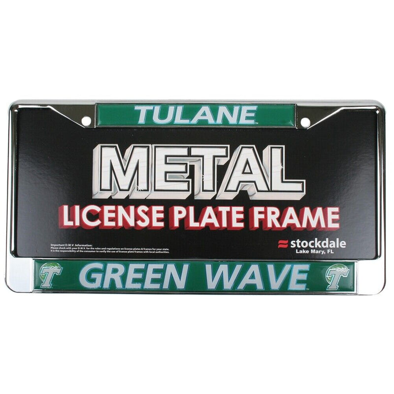 NCAA Tulane Green Wave Metal License Plate Frame W/domed Insert