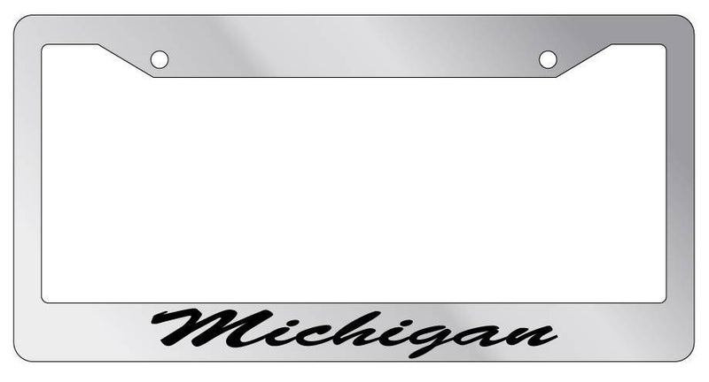 Chrome License Plate Frame CURSIVE Michigan Auto Accessory 997  Mod-GRAPH9856236-5054