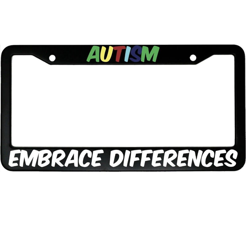 Autism Embrace Differences Aluminum Car License Plate Frame Autism Awareness